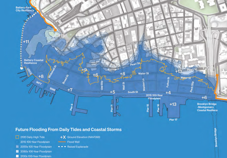 2213 Financial District and Seaport Climate Resiliency Plan flood diagram 1
